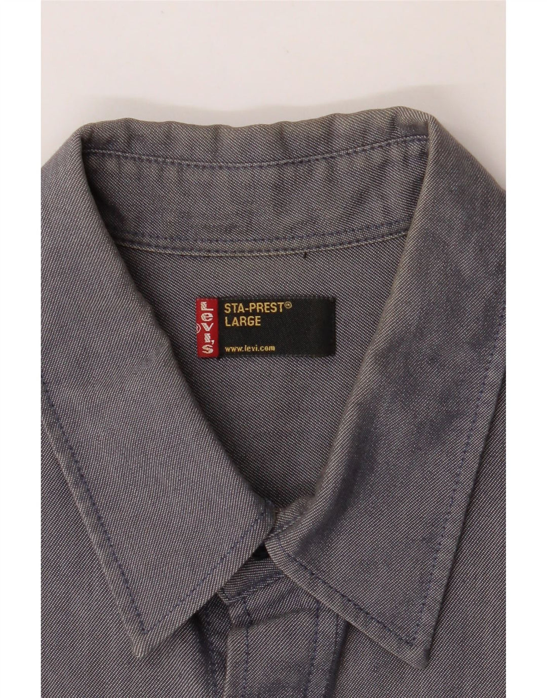 LEVI'S Mens Short Sleeve Shirt Large Navy Blue Cotton Vintage Levi's and Second-Hand Levi's from Messina Hembry 