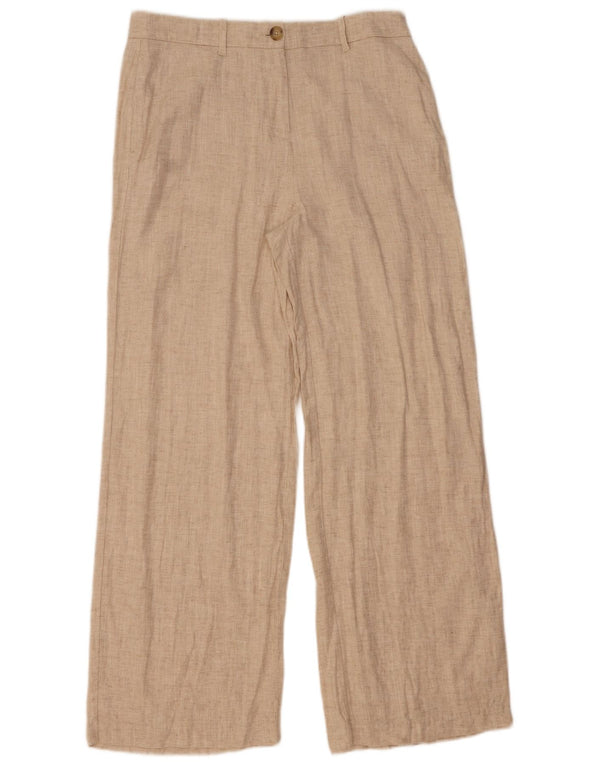 Pantaloni chino a gamba larga da donna Marks & Spencer UK 14 Large W34 L30 Beige