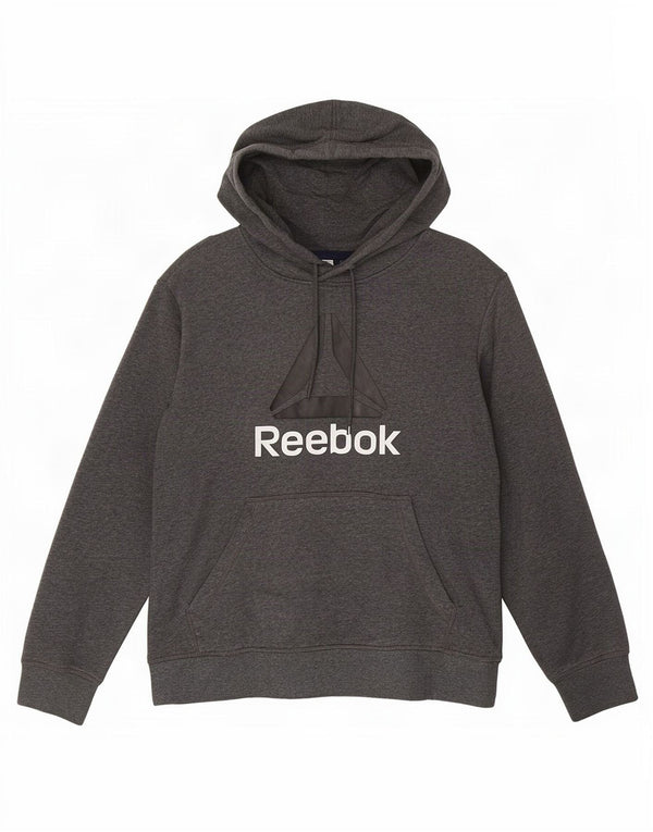 Maglione con cappuccio grafico da uomo Reebok piccolo in cotone chiazzato grigio