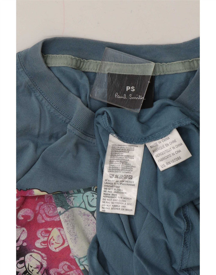T-shirt grafica da uomo Paul Smith Top in cotone blu medio