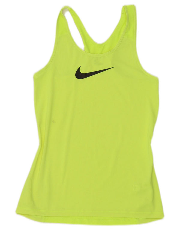 Canotta grafica Nike Dri Fit da donna UK 12 giallo medio