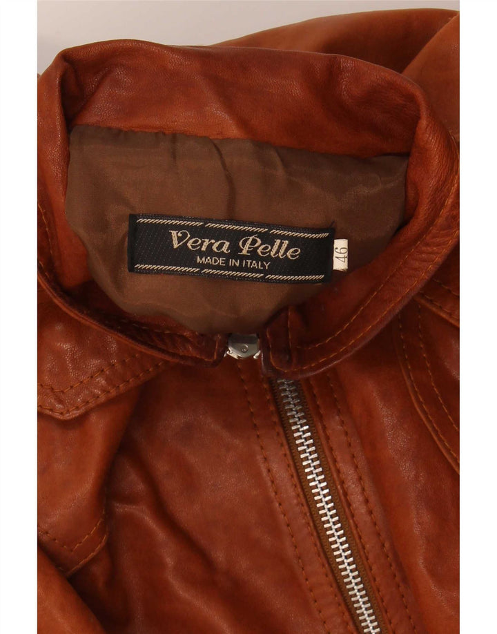 Giacca in pelle da donna vintage IT 46 grande in pelle marrone