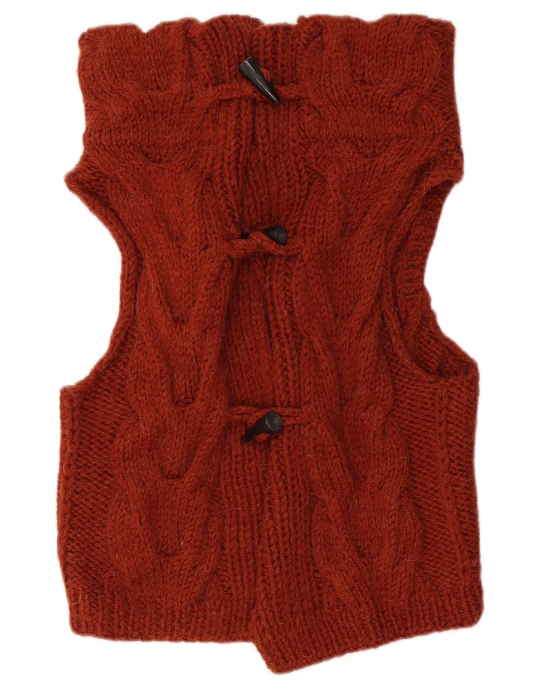 Maglione cardigan senza maniche da donna VINTAGE UK 12 Marrone medio