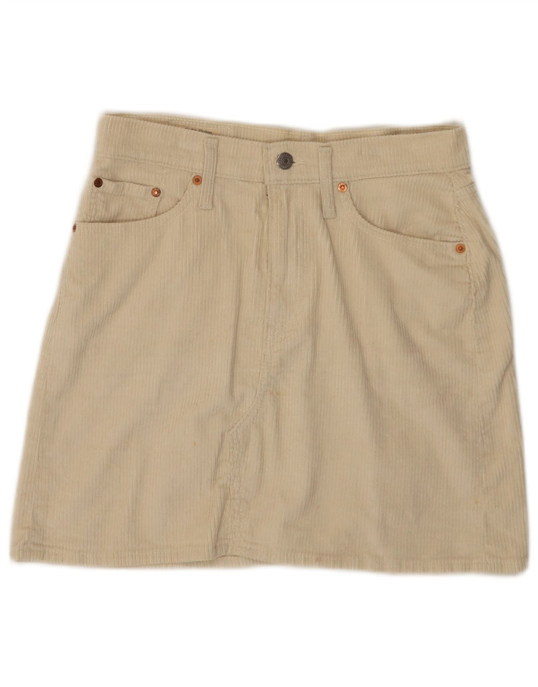 LEVI'S Mini gonna in velluto a coste 501 da donna W28 cotone bianco sporco medio