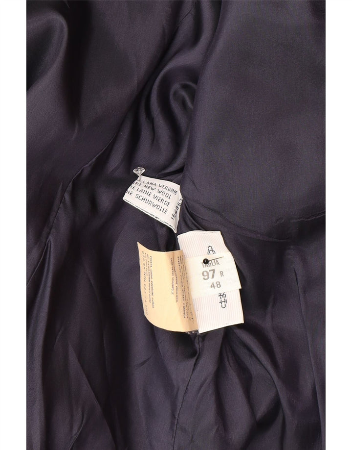 Giacca blazer doppiopetto vintage da donna IT 48 XL gessato blu navy
