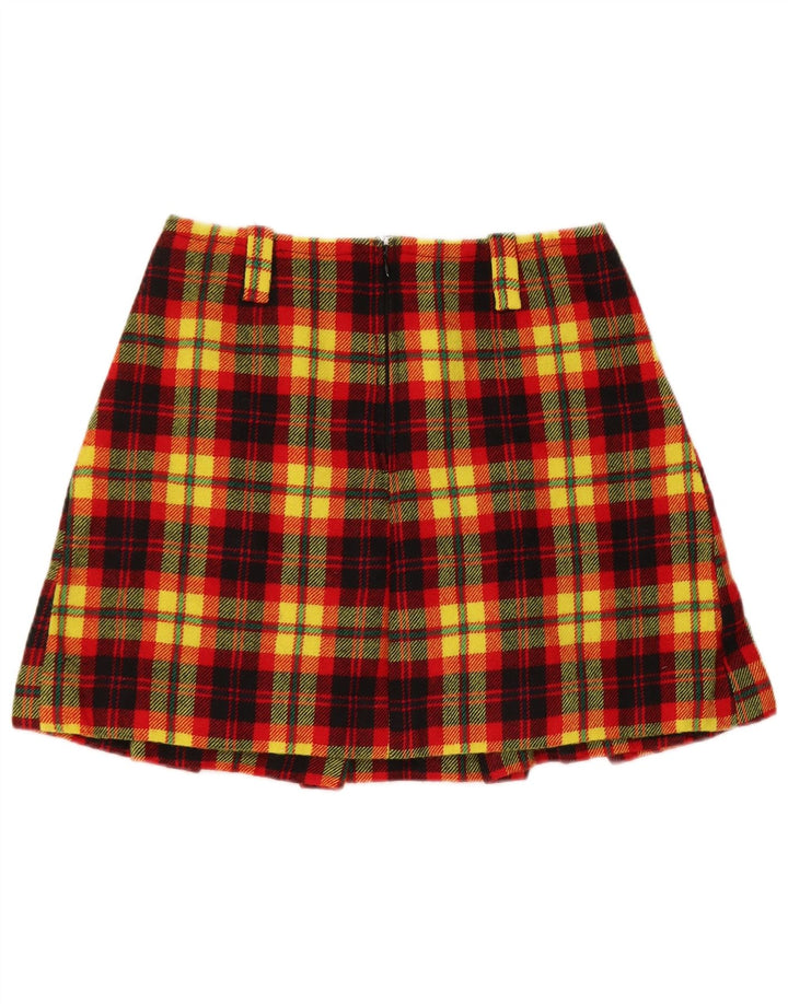 Minigonna vintage da donna W28 scozzese media gialla