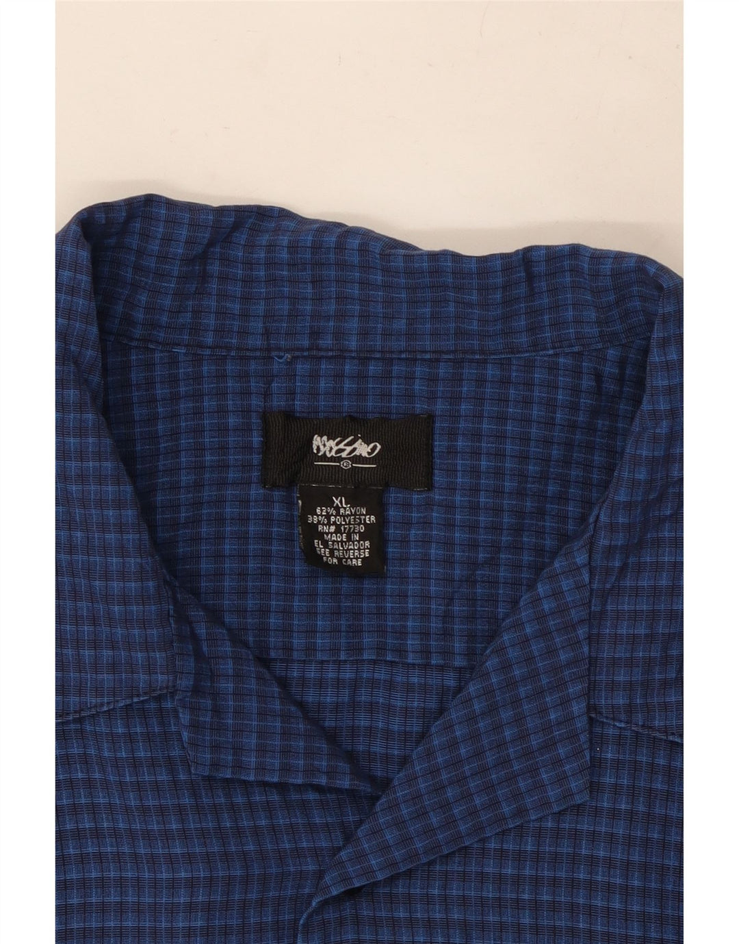 MOSSIMO Camicia a maniche corte da uomo XL Blu a quadretti Rayon