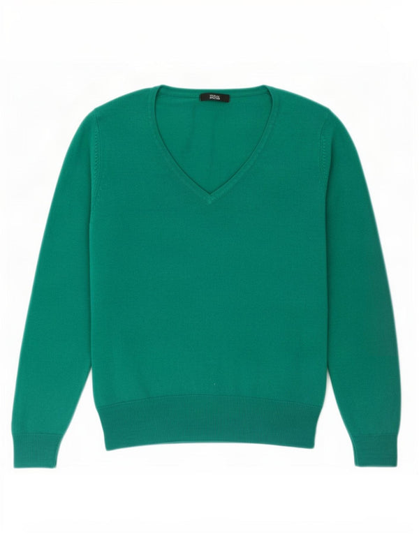Maglione da donna con scollo a V Marks & Spencer UK 14 Acrilico verde medio