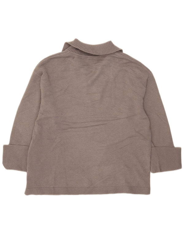 Maglione oversize con collo a polo oversize da donna Zara UK 10 piccolo in viscosa grigia