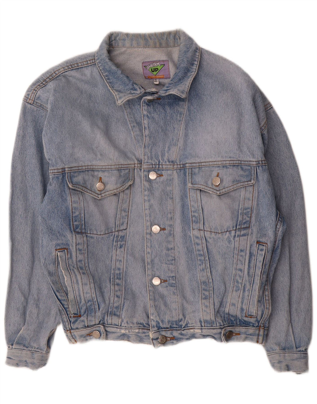 Giacca di jeans vintage da uomo vestibilità ampia UK 36 piccola blu