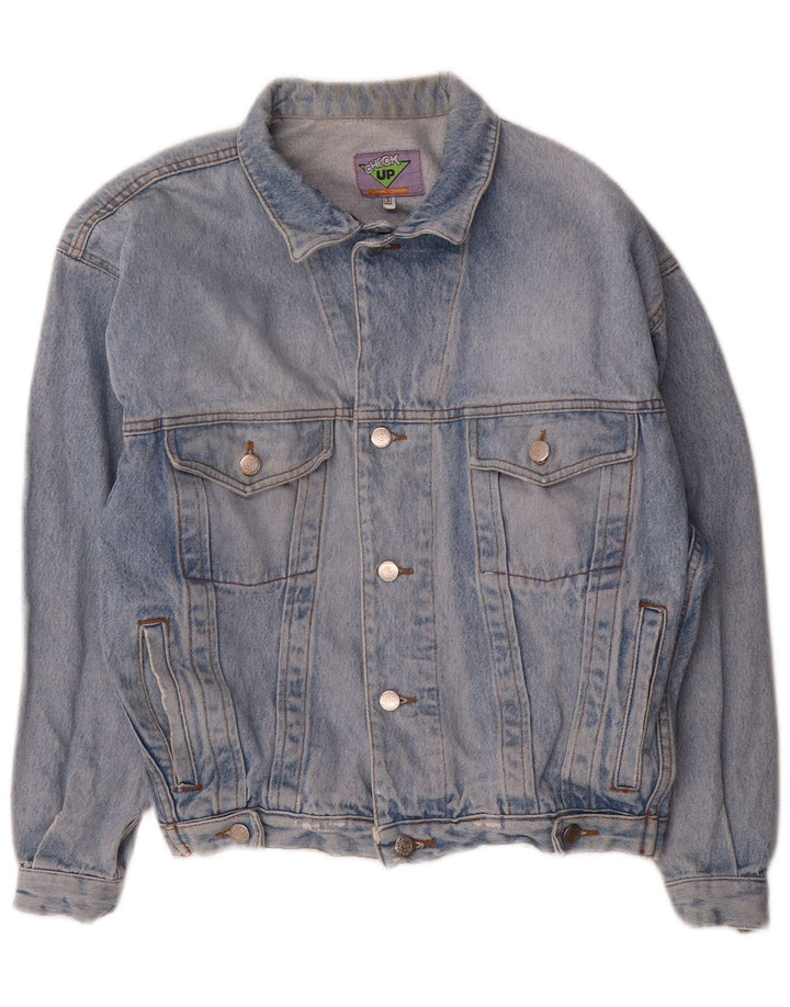 Giacca di jeans vintage da uomo vestibilità ampia UK 36 piccola blu