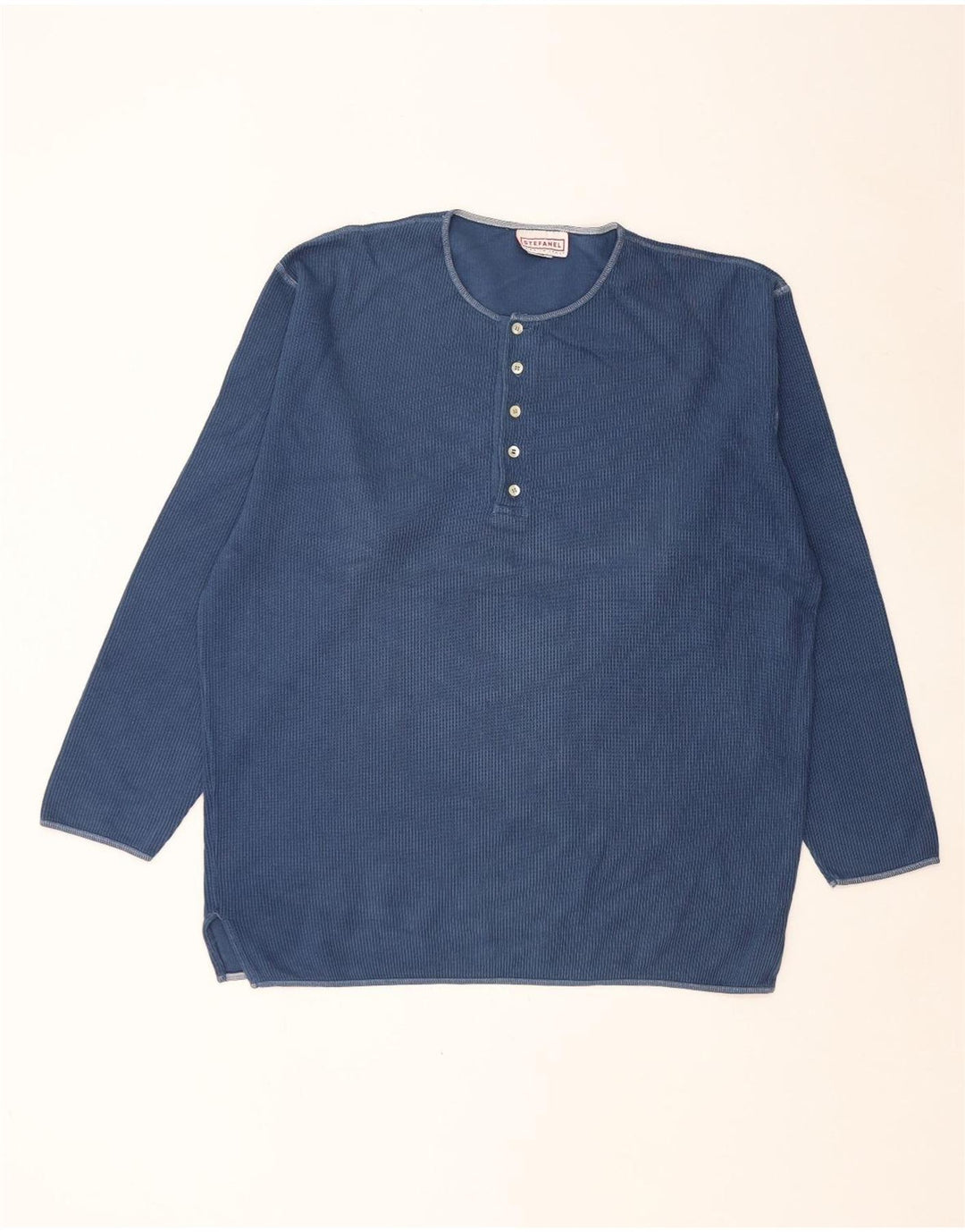 Maglione da uomo girocollo Stefanel grande in cotone blu navy