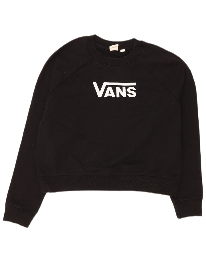Felpa con grafica corta oversize da donna VANS, maglione, UK 10, piccola, nera