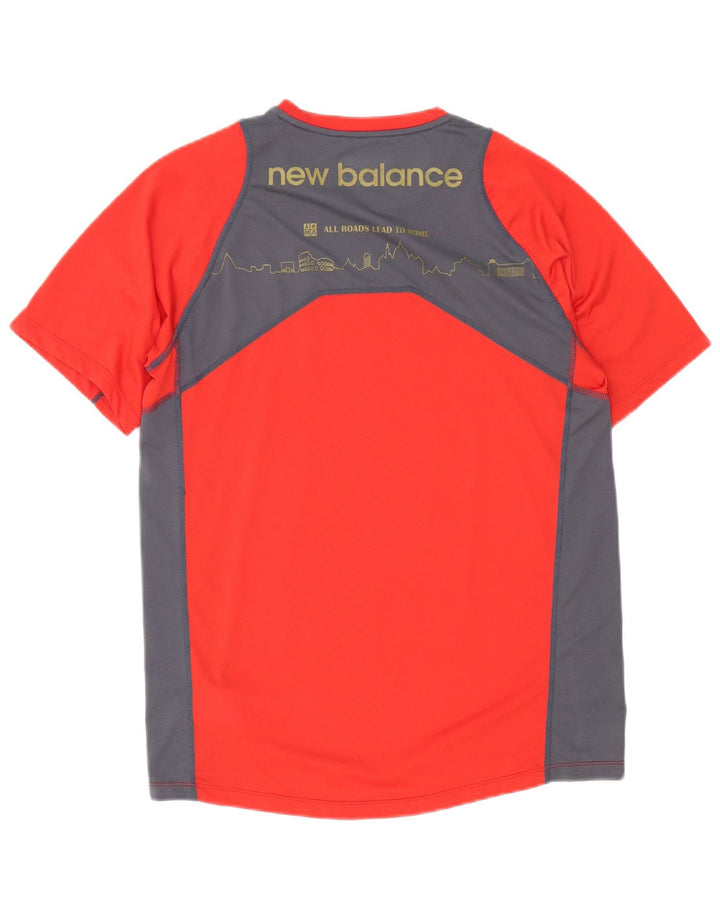 T-shirt grafica da uomo New Balance Top in poliestere color block rosso medio