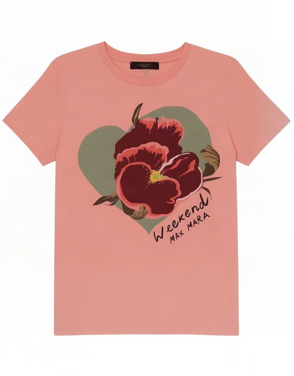 T-shirt grafica da donna Max Mara Top UK 12 Rosa medio floreale