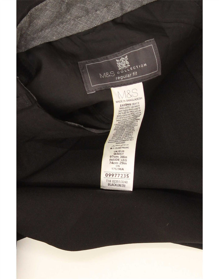 Pantaloni da abito vestibilità regolare da donna Marks & Spencer W38 L29 poliestere nero