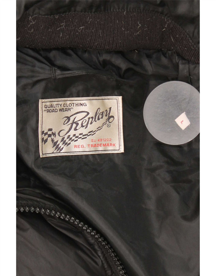 Cappotto imbottito con cappuccio da donna Replay UK 14 grande poliestere nero