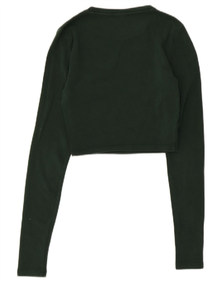Zara Top Crop a Maniche Lunghe Donna UK 12 Medio Verde