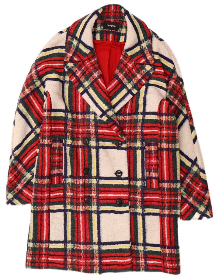 Cappotto doppiopetto da donna Desigual EU 38 poliestere medio a quadri rosso