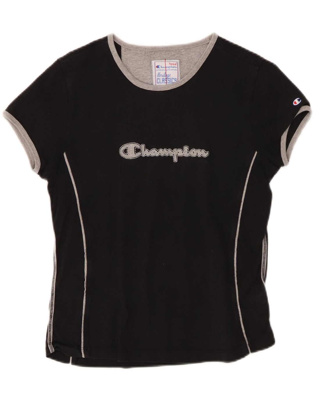 T-shirt grafica CHAMPION da donna Heritage Classics UK 12 media nera