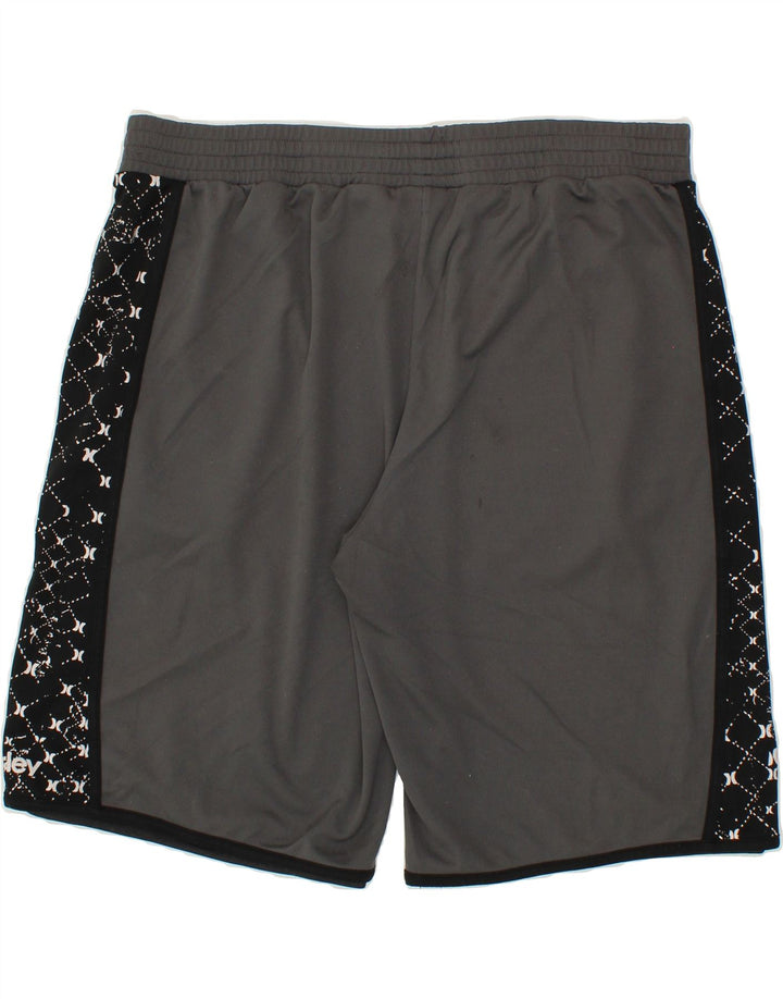 HURLEY Mens Graphic Sport Shorts Large  Grey Colourblock Polyester Vintage Hurley and Second-Hand Hurley from Messina Hembry 