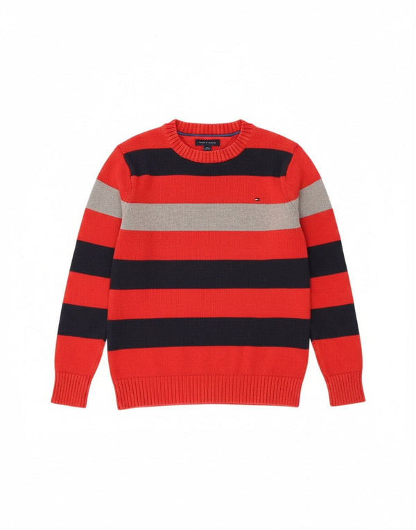 Maglione maglione girocollo da bambino Tommy Hilfiger 8-9 anni a righe rosse medie