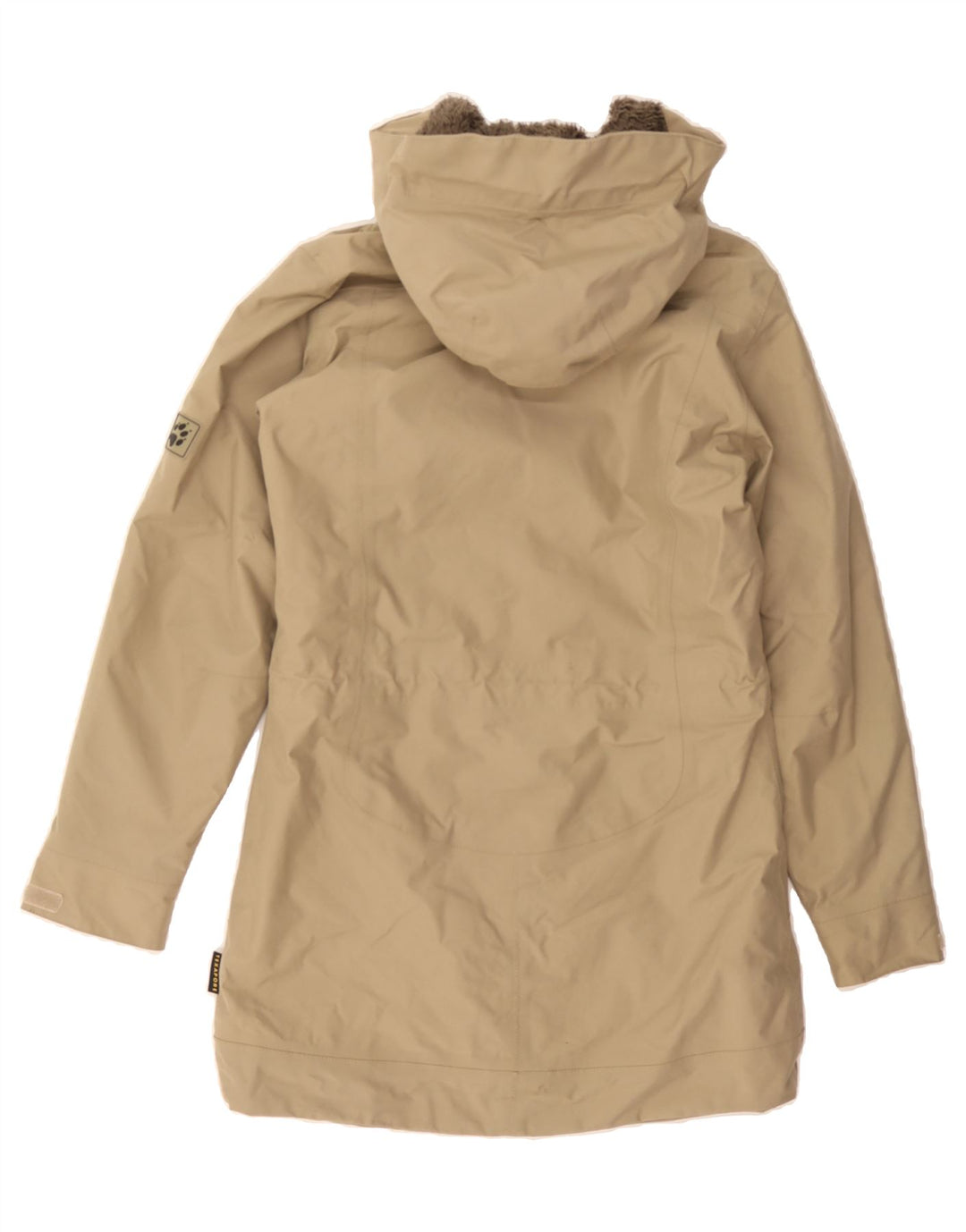 JACK WOLFSKIN Womens Hooded Windbreaker Coat UK 8 Small Beige Polyester Vintage Jack Wolfskin and Second-Hand Jack Wolfskin from Messina Hembry 