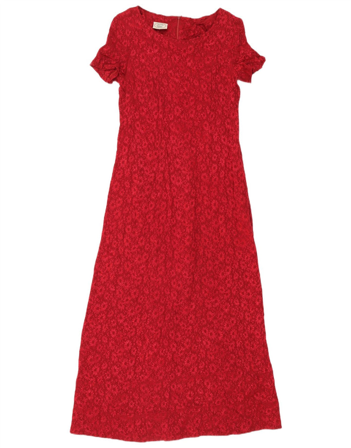Abito lungo da donna Laura Ashley UK 12 rosso medio floreale