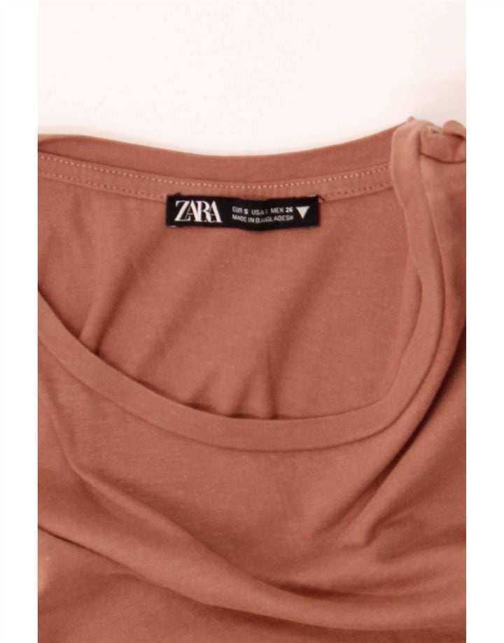 Camicetta a maniche corte da donna Zara UK 10 piccola marrone