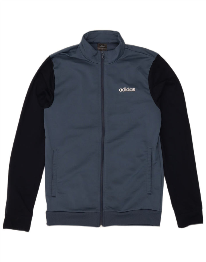 Giacca da ginnastica da uomo con grafica Adidas, giacca piccola in poliestere color block blu