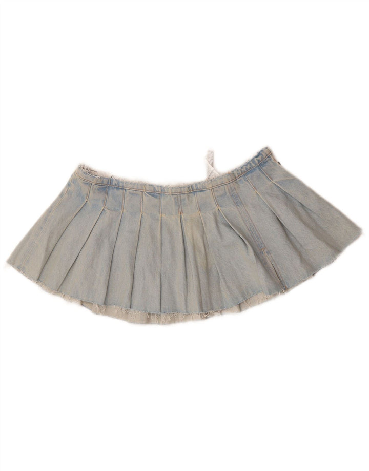 Mini gonna di jeans da donna Zara media W28 in cotone blu