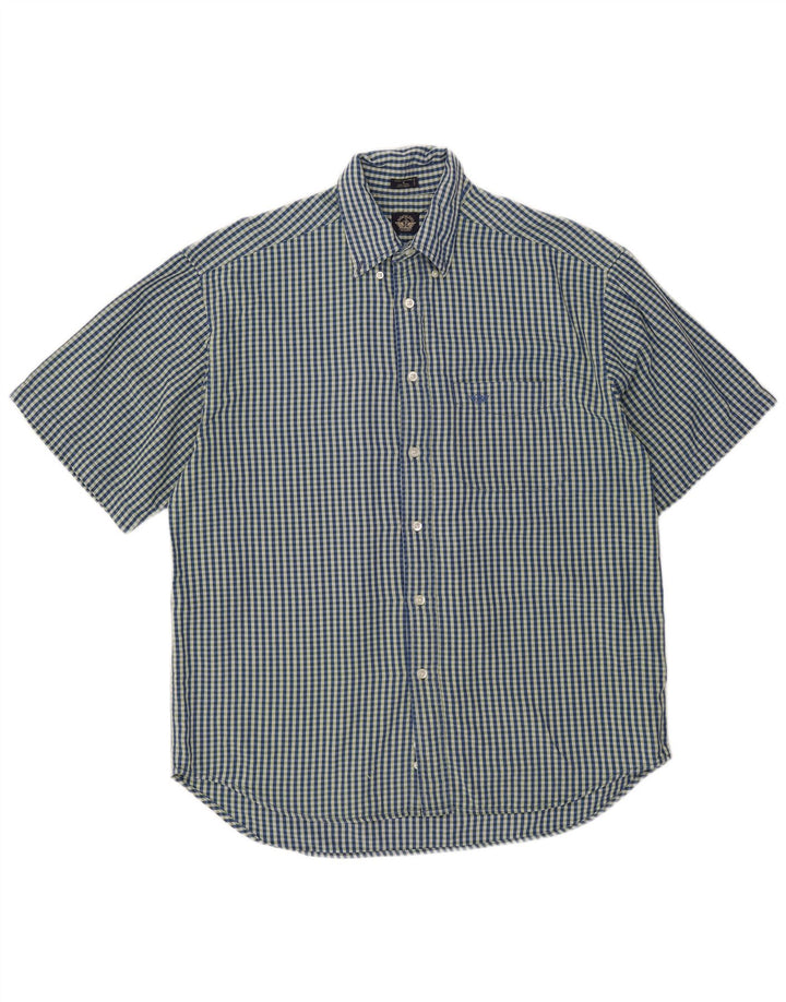 Camicia da uomo a maniche corte Dockers in cotone a quadretti blu medio