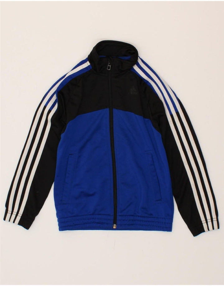 ADIDAS Boys Tracksuit Top Jacket 7-8 Years Blue Colourblock Polyester Vintage Adidas and Second-Hand Adidas from Messina Hembry 