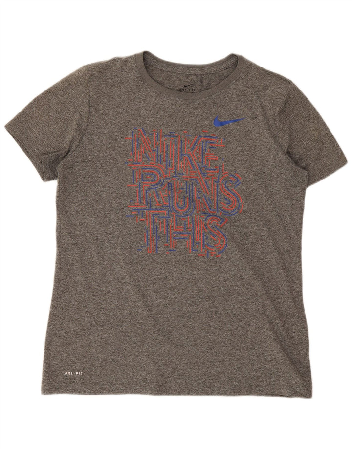 T-shirt grafica Nike Dri Fit da donna UK 14 Grigio medio