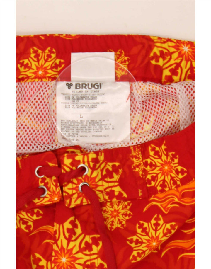 Pantaloncini da bagno Brugi da uomo con motivo astratto, grandi, in nylon rosso