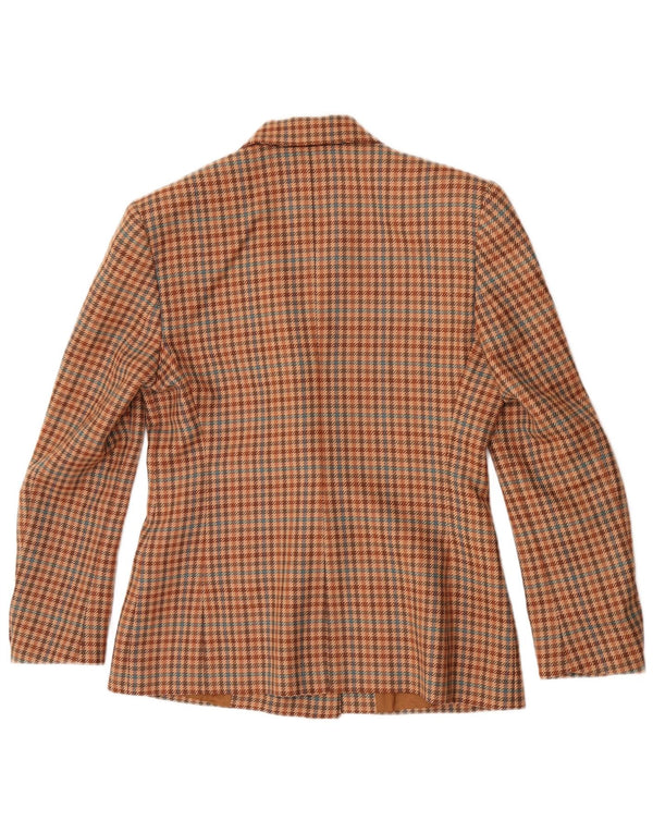 Giacca blazer doppiopetto vintage da donna IT 42 pied de poule marrone medio