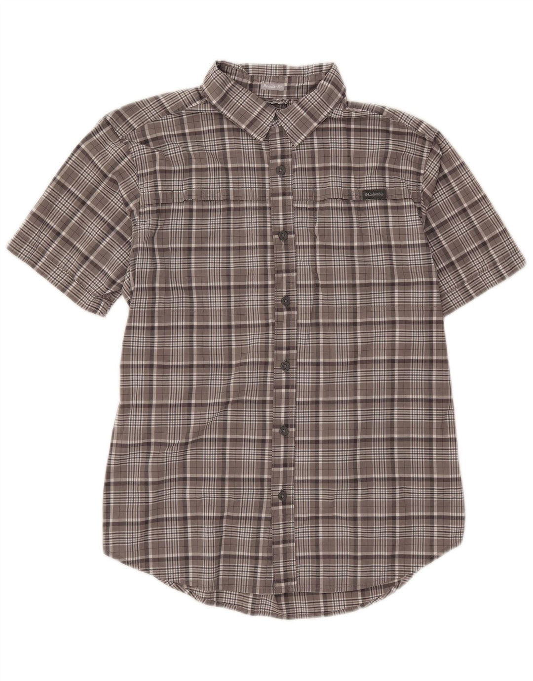 Camicia a maniche corte da uomo Columbia in cotone a quadri grigio medio