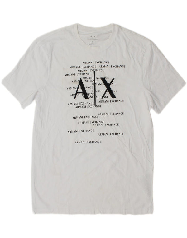 ARMANI EXCHANGE Mens Graphic T-Shirt Top Small White Cotton