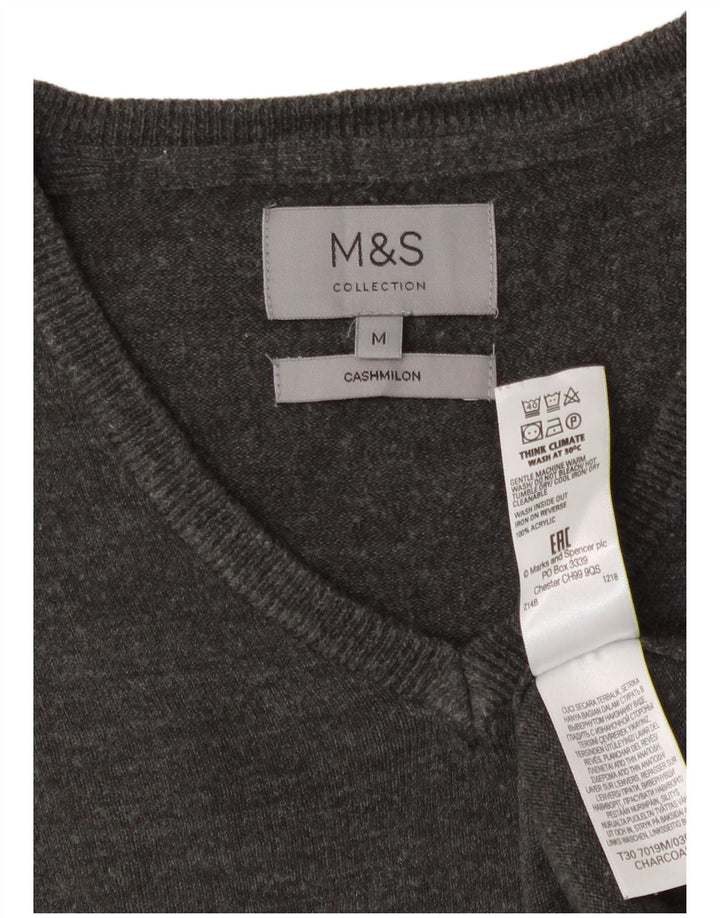 Maglione da uomo con scollo a V Marks & Spencer in acrilico grigio medio