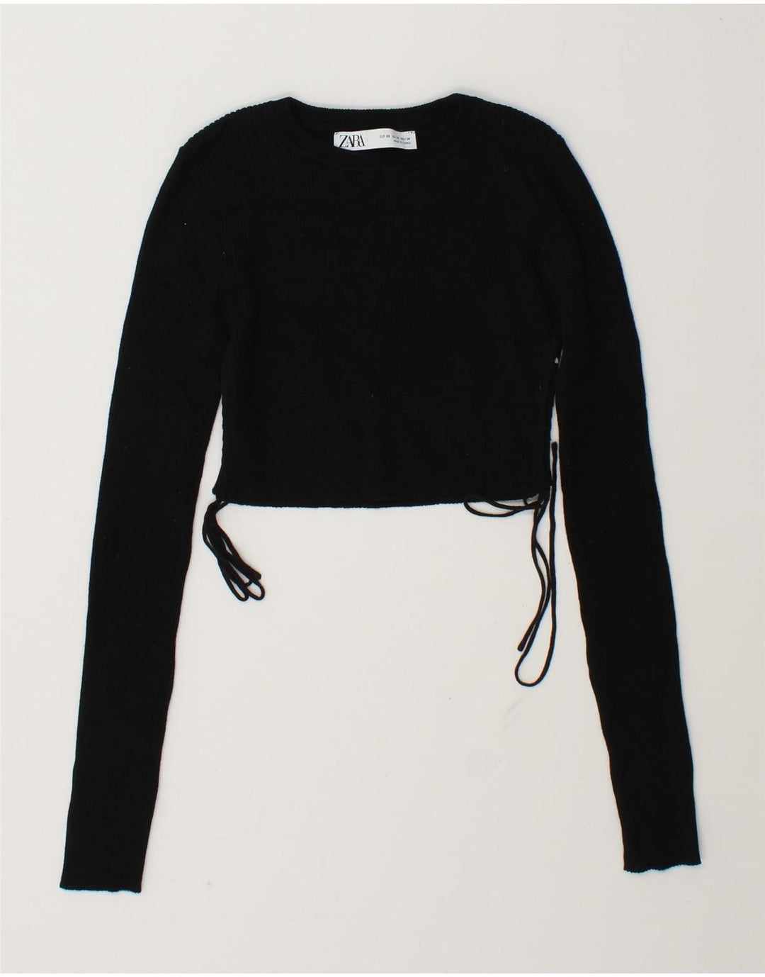 Top corto da donna Zara a maniche lunghe UK 6 XS Nero