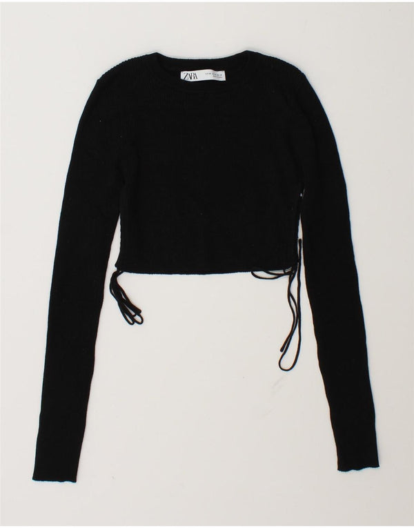Top corto da donna Zara a maniche lunghe UK 6 XS Nero