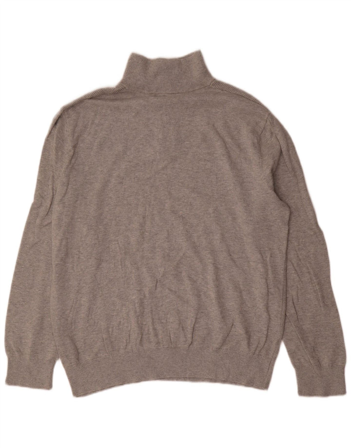 Maglione da uomo Nautica con zip e collo grande in cotone grigio