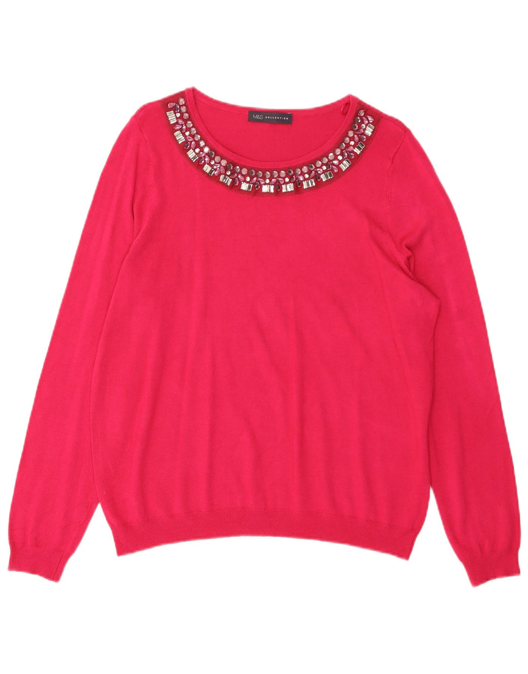 MARKS & SPENCER Maglione da donna con scollo a barca UK 16 Large Rosa