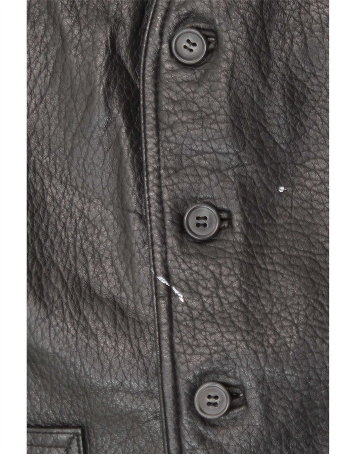Gilet in pelle vintage da uomo IT 52 grande nero