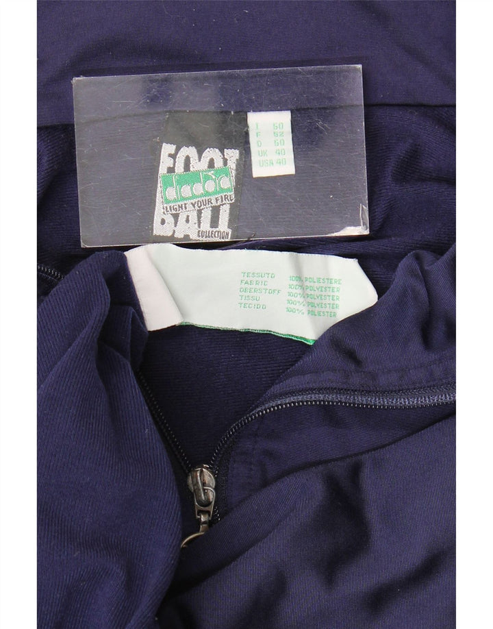 Diadora Uomo Felpa da Track Grafica Giacca Taglia UK 40 Media Blu Navy Poliestere