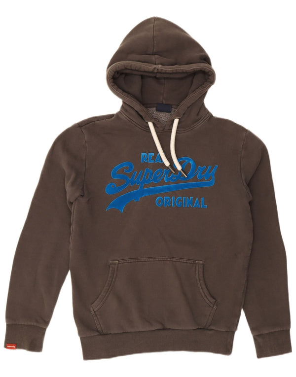 Felpa con cappuccio grafica da uomo Superdry Small in cotone grigio