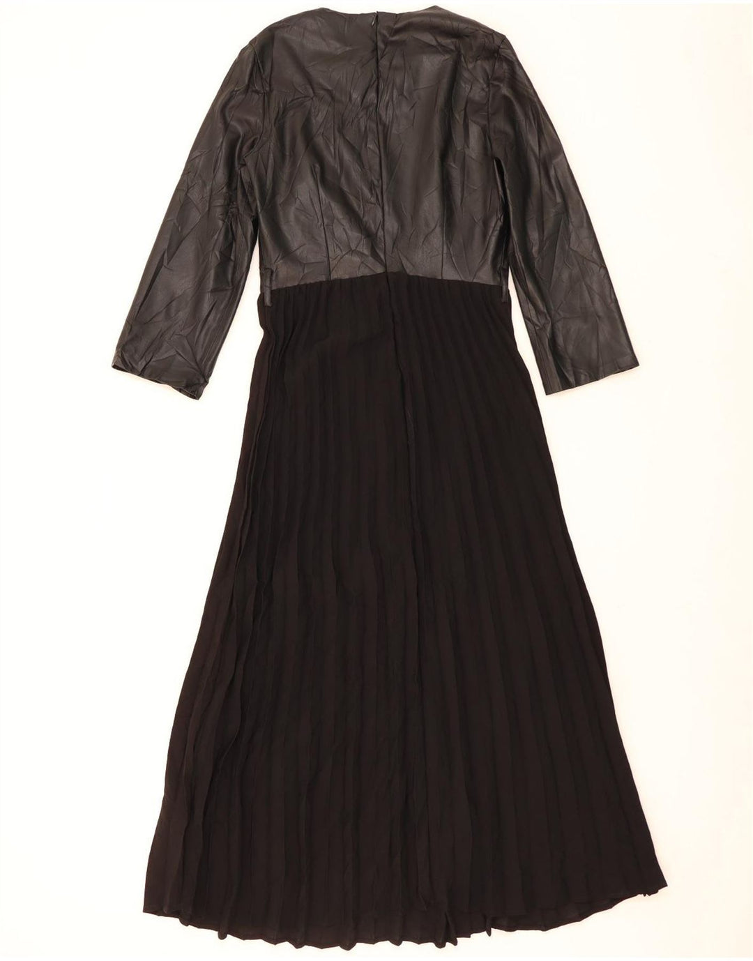 Vestito maxi a maniche lunghe da donna Zara UK 10 piccolo poliestere color block nero