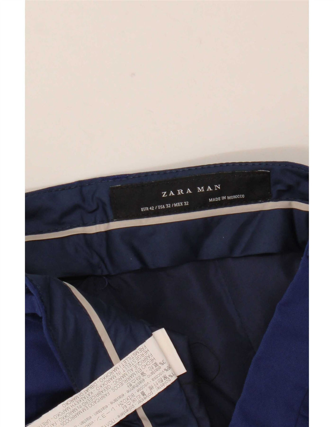 Pantaloni chino slim da uomo Zara EU 42 Large W32 L30 poliestere blu