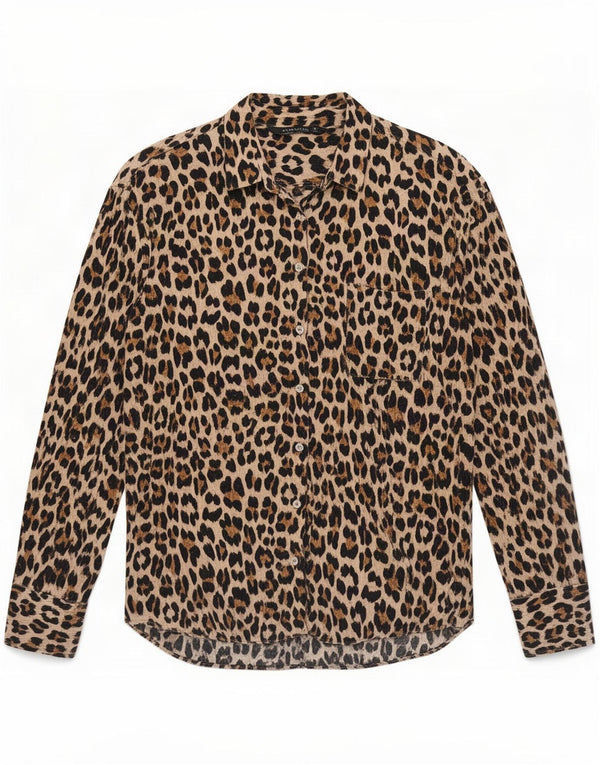Camicia Zara da donna UK 14 beige medio con stampa animalier