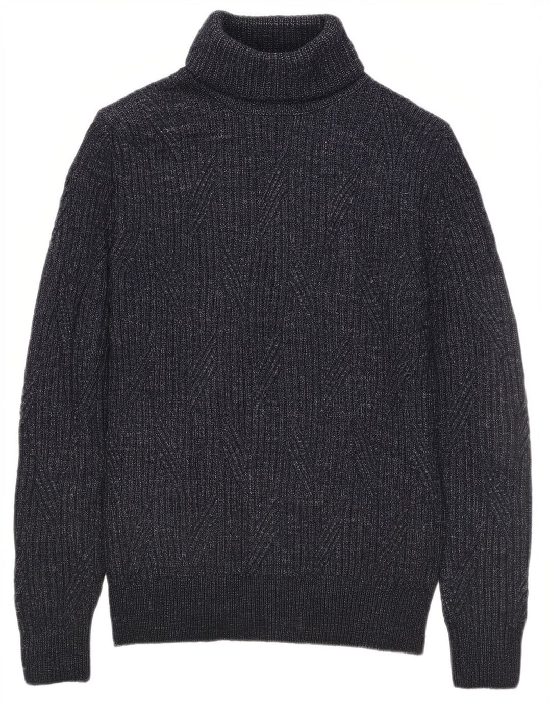 Maglione maglione a collo alto da uomo Marks & Spencer medio blu navy screziato